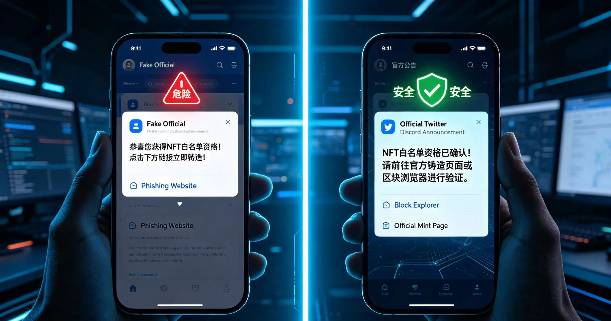 钓鱼攻击对比图