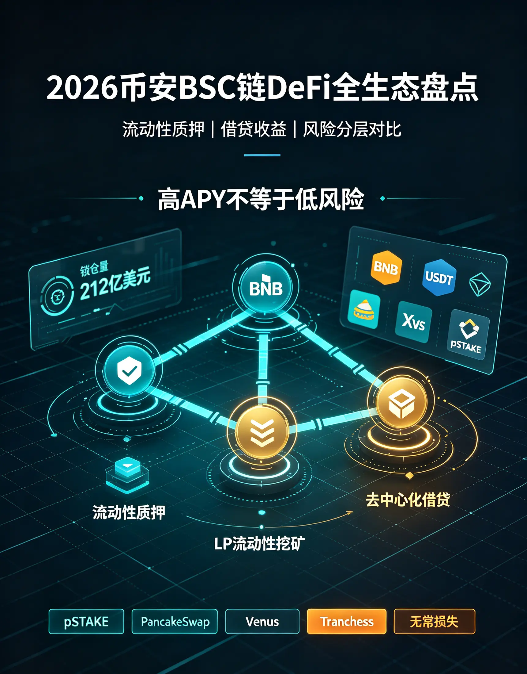 BSC链DeFi全生态盘点：流动性质押、去中心化借贷收益、风险分层对比指南