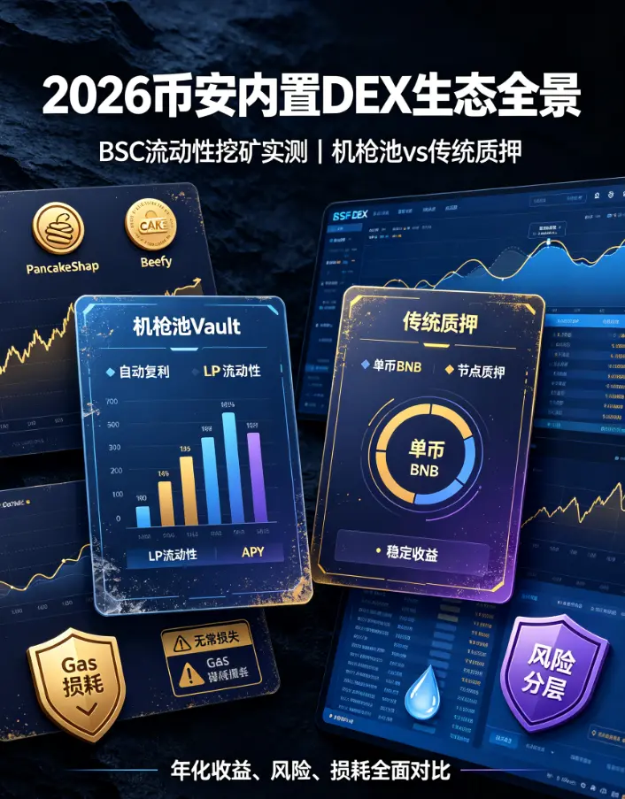 比安内置DEX生态全景：BSC链上流动性挖矿收益实测，机枪池vs传统质押哪种年化更香？