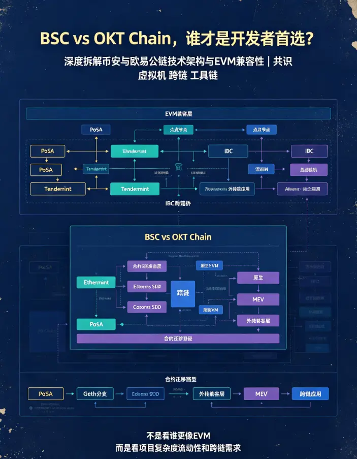 BSC vs OKT Chain，谁才是开发者首选？深度拆解交易所公链的技术架构与EVM兼容性